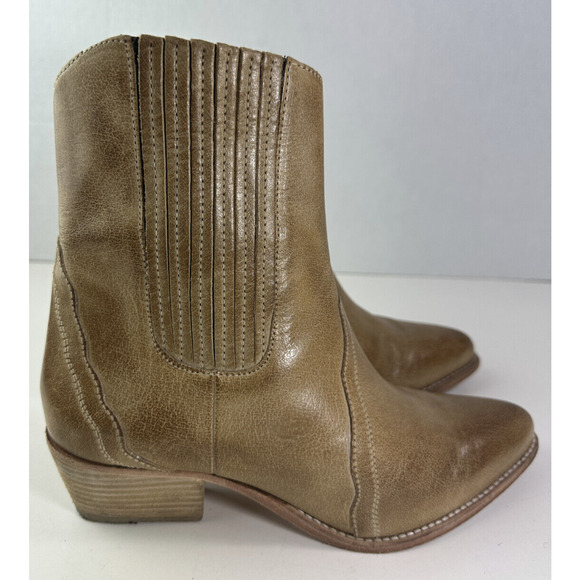 Free People New Frontier Boot Chelsea Distressed Tan Boots Women's 38.5 US 8.5 - Picture 5 of 16